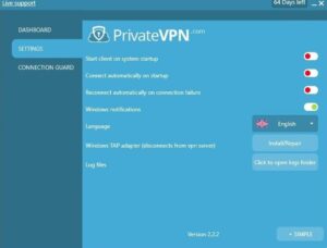 PrivateVPN Screenshot